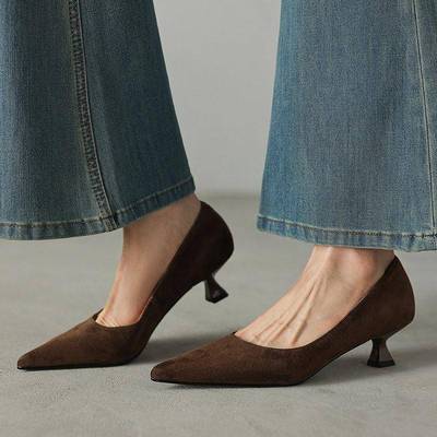 A.D Hepburn~法式绝美高跟鞋气质尖头浅口猫跟不累脚通勤OL单鞋女