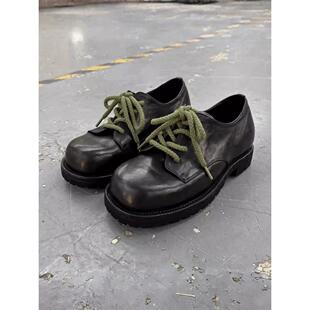 黑色德训鞋大头德比鞋男款厚底增高休闲皮鞋英伦风圆头通勤男鞋