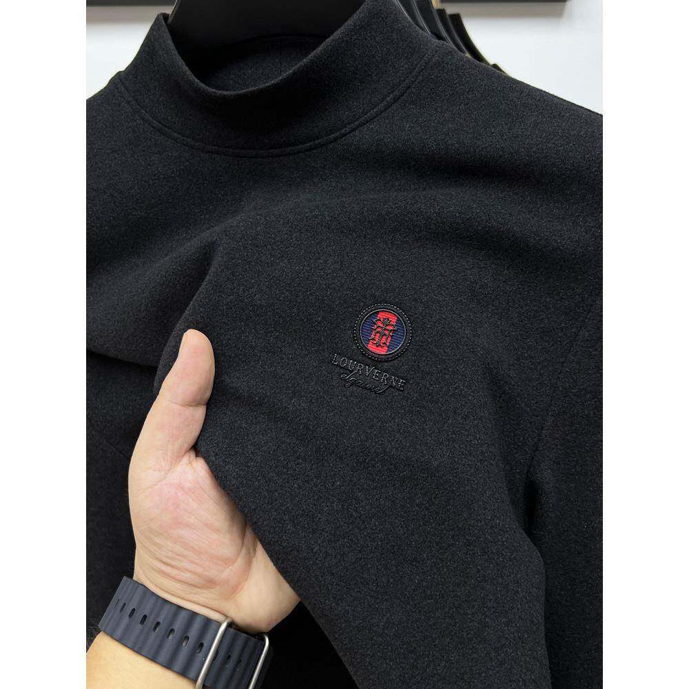 德绒半高领打底衫男冬季加厚保暖双面绒长袖t恤男士高端品牌内搭