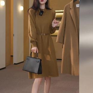 欧洲站秋装 轻奢名媛女神范御姐风内搭打底针织连衣裙 2025新款 法式