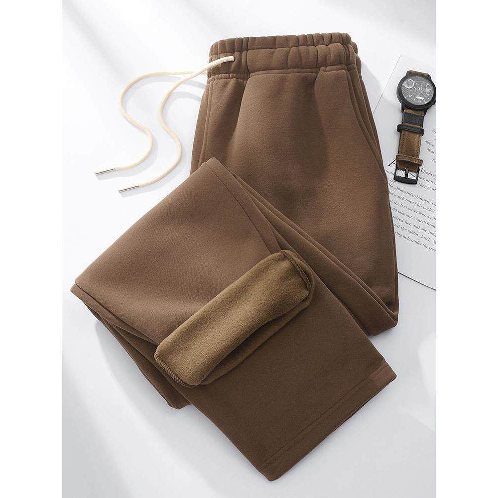 MAROLIO~重磅卫裤男冬季加绒加厚裤子男士秋冬季直筒休闲裤宽松裤