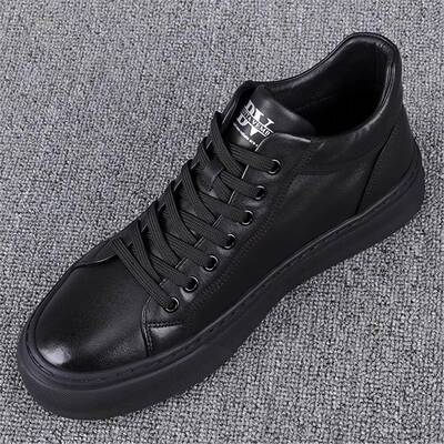 男鞋冬季透气2025新款真皮鞋子百搭运动板鞋高帮男士休闲皮鞋