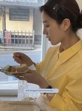 吴小姐seoul韩国代购正品刺绣女式衬衫纯色上衣春棉质衬衣东大门