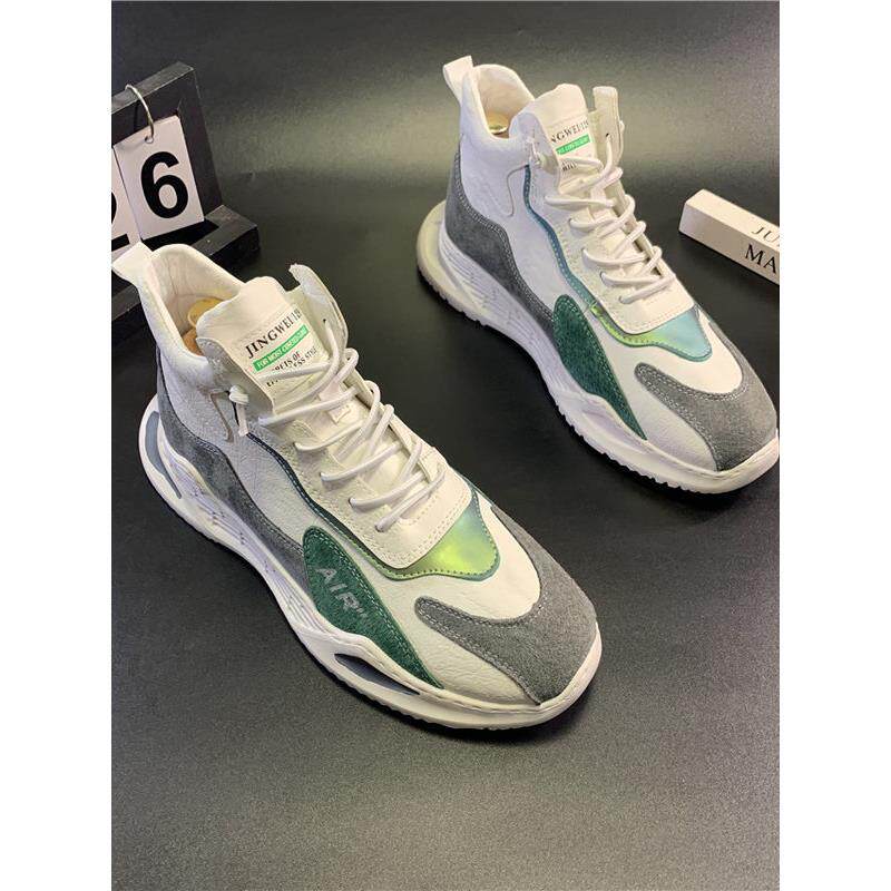 男鞋2025新款高帮鞋男款秋冬季透气运动休闲鞋男士厚底增高老爹鞋