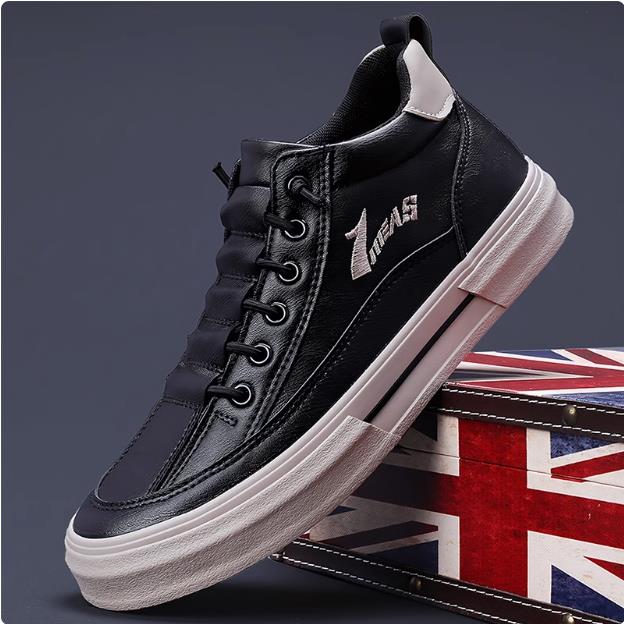 香港潮牌男士皮鞋2025秋季新款韩版潮流百搭真皮透气高帮休闲板鞋