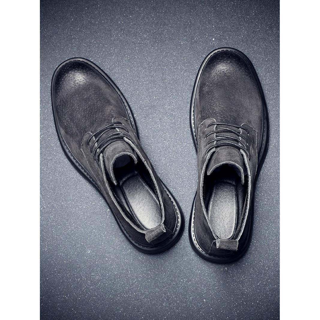 潮牌新款2025秋季休闲马丁靴低帮短靴男皮靴百搭英伦风透气工装鞋