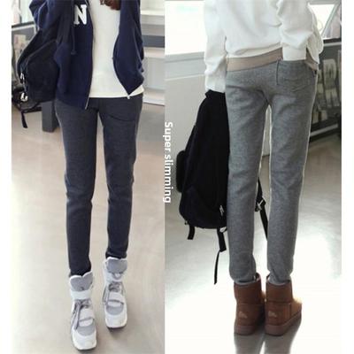 正品2024秋冬韩式休闲修身Look天鹅绒运动裤运动裤后宫小脚铅笔裤