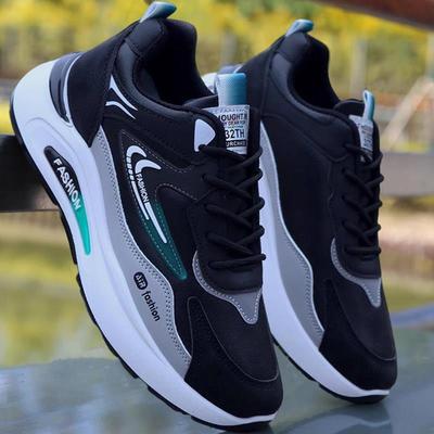 春秋季皮面防水运动鞋2025新款百搭休闲鞋韩版时尚潮流男士跑步鞋