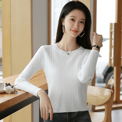 2024新款秋冬轻奢高级感圆领毛衣女气质显瘦休闲百搭修身减龄上衣