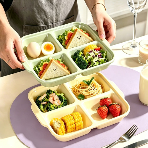 四分格陶瓷分餐盘微波可用减脂
