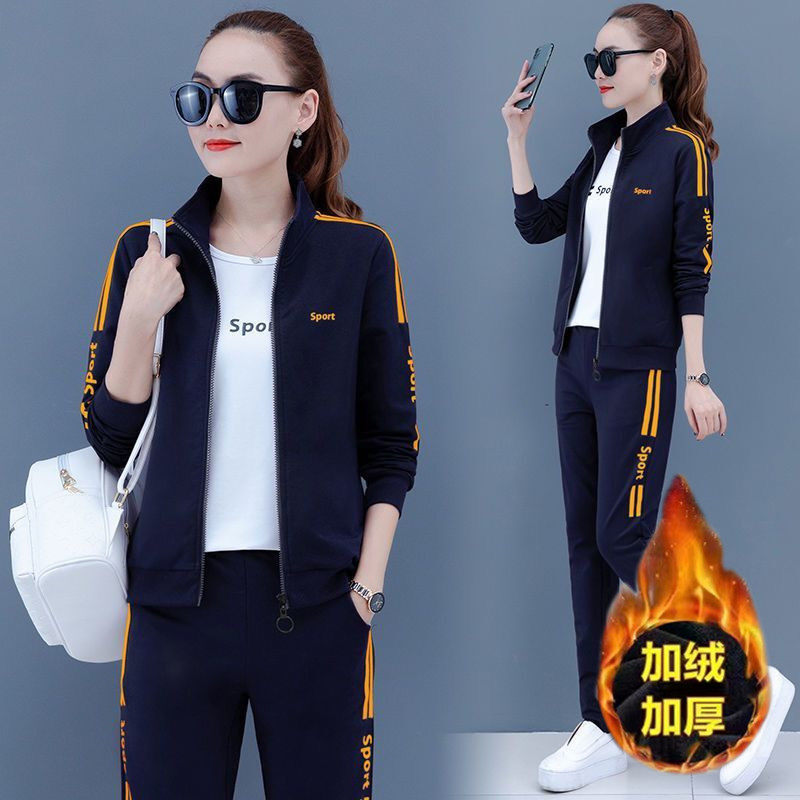 运动服套装女春秋季冬款2022潮加绒加厚卫衣宽松时尚休闲服两件套