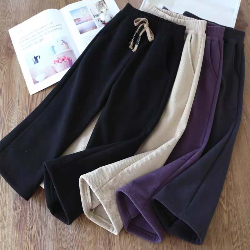 女童加绒直筒裤女孩休闲保暖裤子