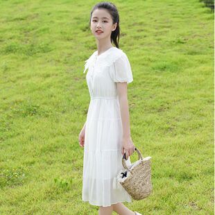 女童连衣裙夏季2026新款女孩韩版女大童夏装白色初中生女生连衣裙