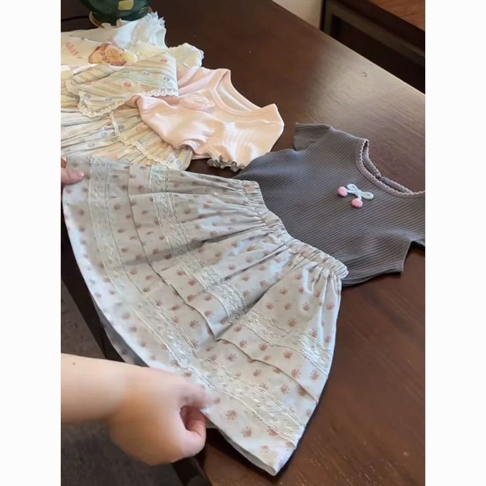童装女童半身裙夏装2026新款女孩裙子洋气清新碎花蕾丝宝宝短裙