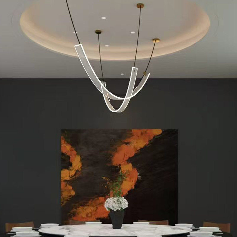 极简北欧飘带吊灯具创意设计师网红客厅餐厅吧台售楼部中山灯具,家装灯饰光源,餐厅吊灯,淘宝优惠券,粉丝福利购,淘宝优惠卷