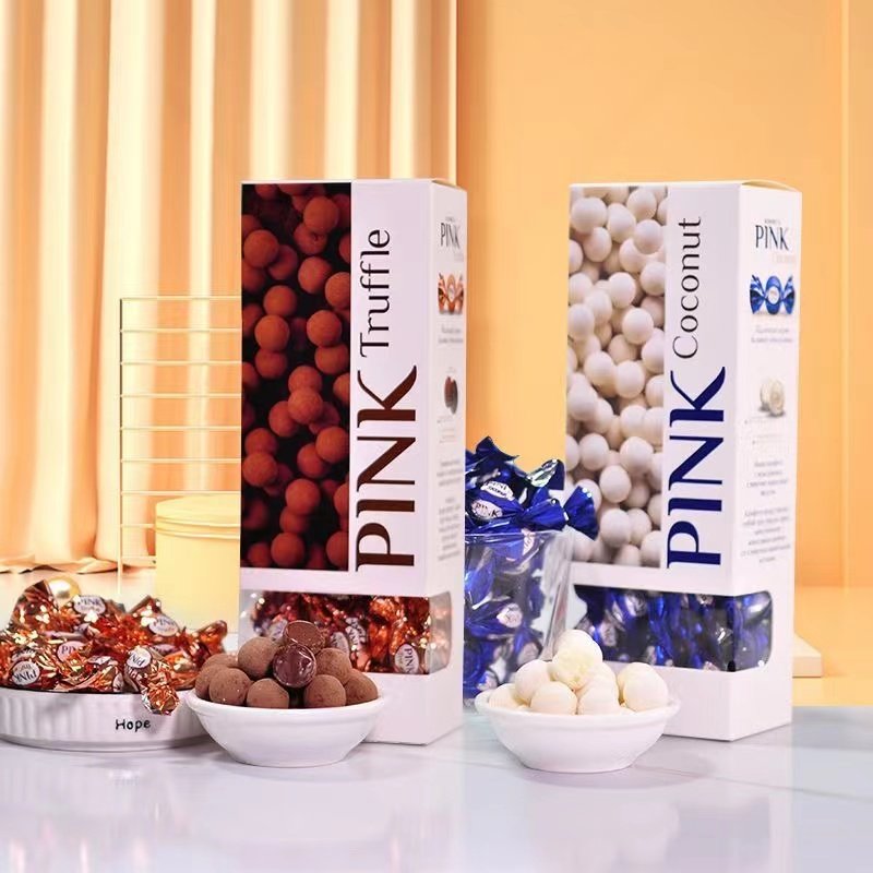 俄罗斯进口涅夫斯基黑美人松露味椰子味糖果休闲零食礼盒装163g