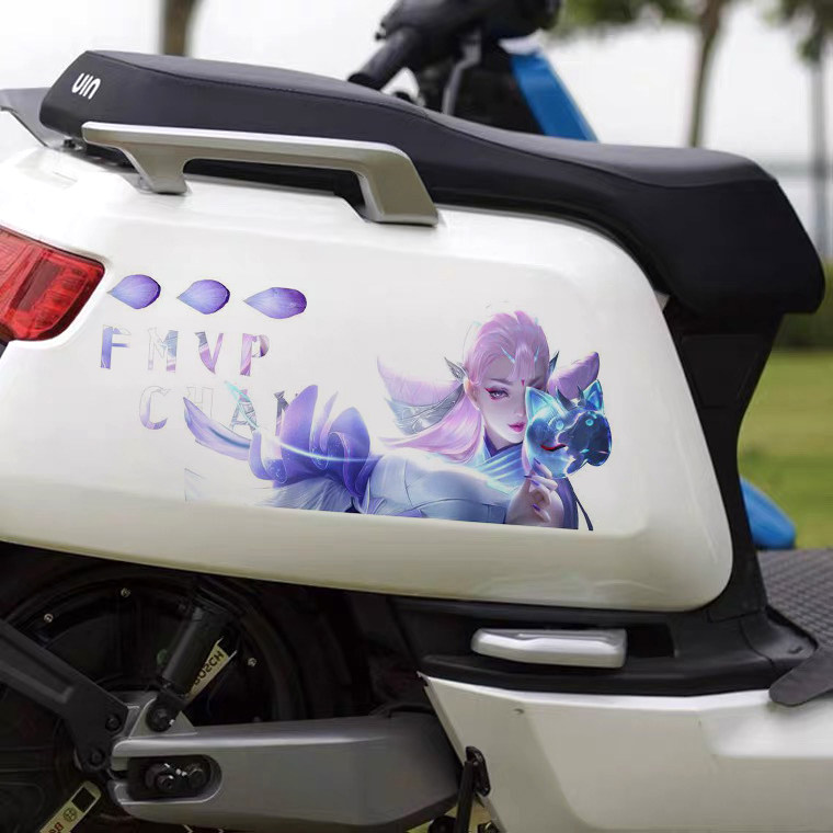 王者荣耀电动摩托车贴纸小牛电动车个性可爱改装车贴貂蝉装饰贴花