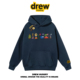 drew美式 复古潮牌涂鸦卡通连帽卫衣男女休闲宽松bf风秋冬情侣外套