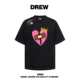 潮牌爱心印花短袖 t恤男女街头宽松夏季 纯棉情侣装 drew美式 半袖 INS