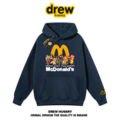 drew美式 潮牌麦当劳大M卡通连帽卫衣男女休闲宽松秋冬帽衫 外套INS