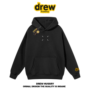 drew美式潮牌王嘉尔同款四角标连帽卫衣男女简约宽松秋冬帽衫外套