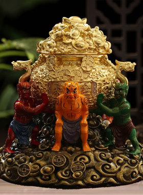 树脂五灵公神像五鬼运聚宝盆