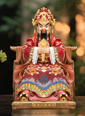 铜彩绘广济龙王龙五爷神像家用