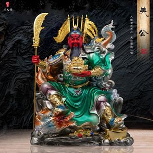 树脂关公坐龙关二爷关圣帝君神像店铺客厅招财拖宝立刀关公摆件新