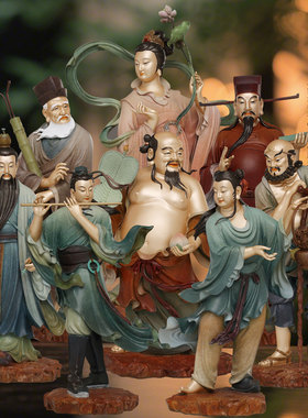 纯铜八仙过海神像高档摆件
