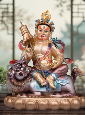 财宝天王佛像黄铜彩绘多闻天王