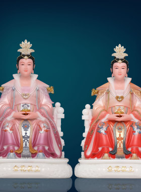 汉白玉祝福居家金花娘娘神像
