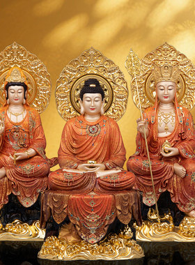 娑婆三圣佛像非遗观世音菩萨大漆