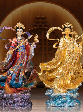 九天玄女神像铜贴彩绘战神家用供奉玄母天尊中式摆件九天圣母娘娘