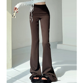 复古辣妹风直筒微喇休闲裤 拖地马蹄裤 女韩系弹力喇叭垂感西装 长裤