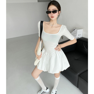 蓬蓬裙连衣裙短裙显身材裙子 修身 白月光 芭蕾少女留洋千金风中袖