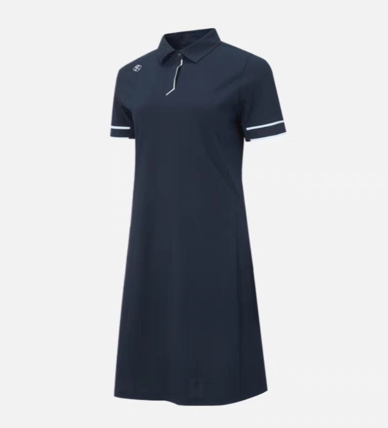 【新品】三星睿必度2025年夏季女士运动凉感撞色POLO领连衣裙