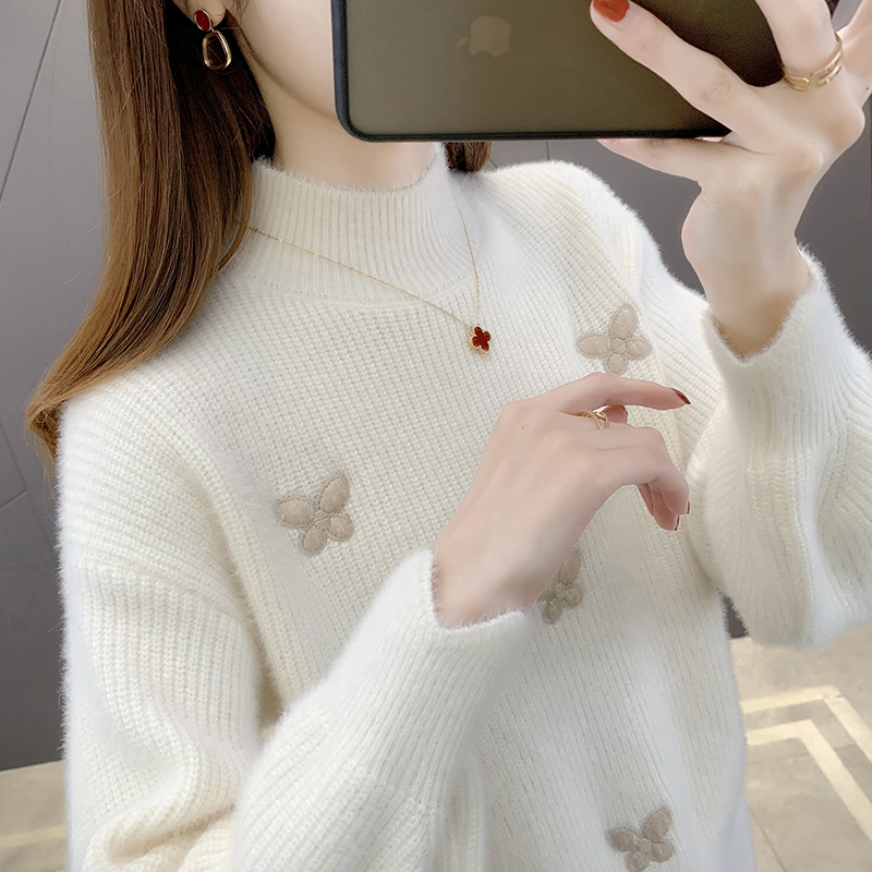 短款小个子毛毛加厚水貂绒毛衣女