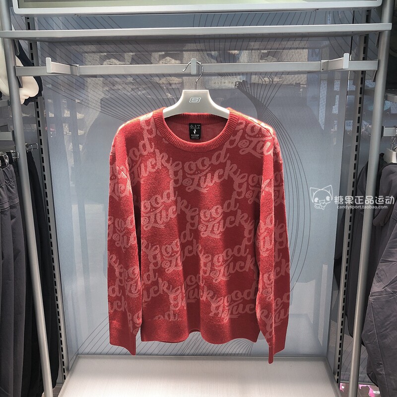 正品代购斯凯奇25新款男女同款时尚潮流毛织圆领套头卫衣L125U003
