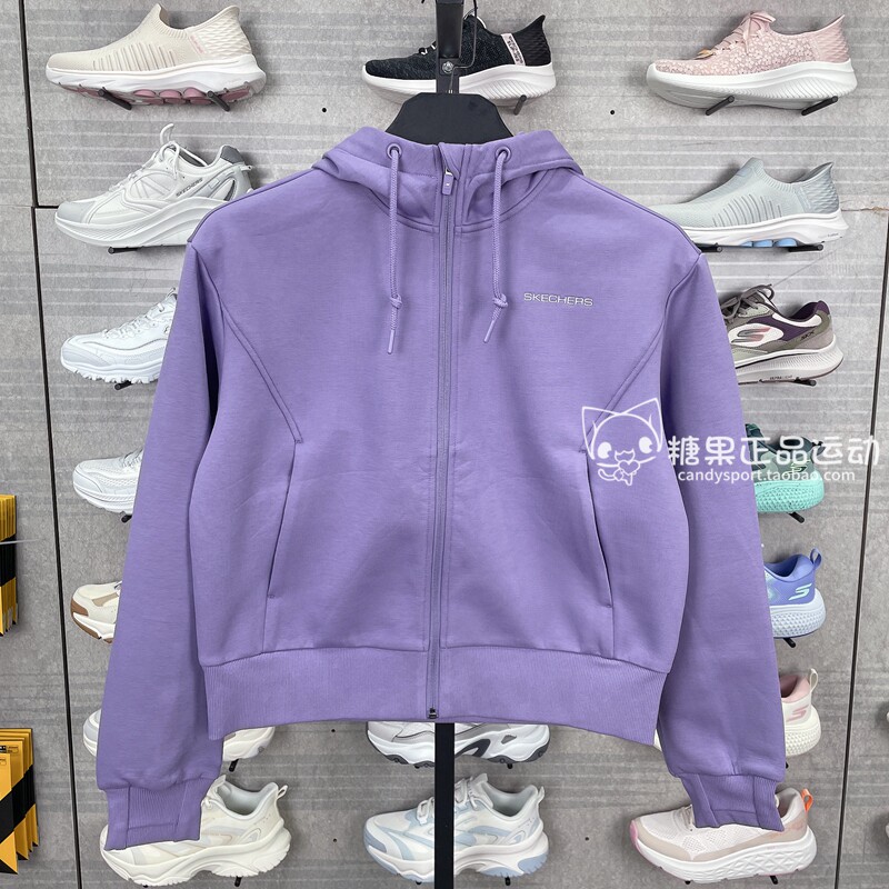 Skechers斯凯奇24新款女士百搭潮流休闲风连帽卫衣外套P125W022