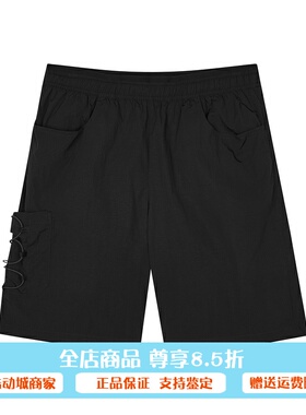 斯凯奇运动短裤男户外速干裤黑色梭织跑步宽松休闲五分裤L224M010