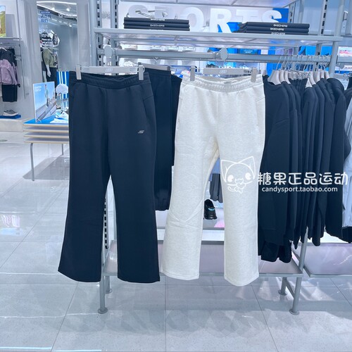 斯凯奇女2025冬新款喇叭阔腿针织透气舒适运动长裤 P425W041