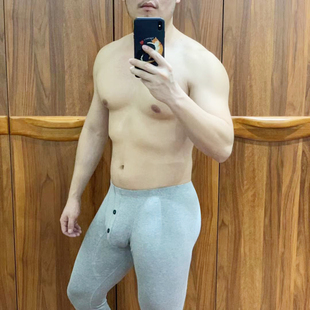秋冬季 GTOPX MAN男士 低腰保暖薄款 打底螺纹弹力纯色运动透气秋裤