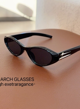 gm新款黑色墨镜男款痞帅复古猫眼小框防紫外线近视太阳眼镜女大脸