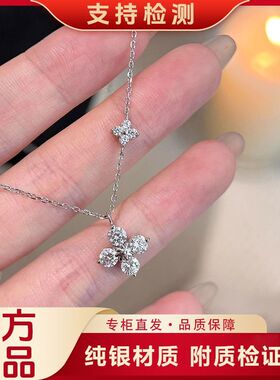 S纯银双生四叶草项链女轻