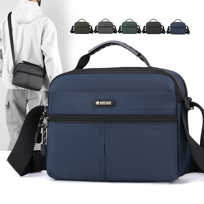 中老年人男士爸爸轻便牛津布横款单肩小包旅游旅行手机包斜挎包潮