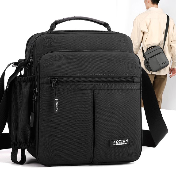奥天正品男士商务休闲单肩包中年爸爸父亲水壶背包斜挎包通勤帆布