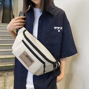 胸包男士 大容量腰包背包骑行百搭帆布斜挎包 工装 单肩包包2024新款