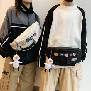 休闲日系小背包胸包斜跨女单肩包男潮学生运动腰包 潮牌斜挎包男士