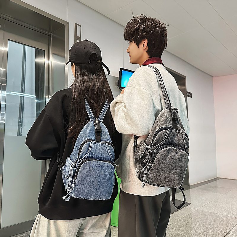 女韩版尼龙布时尚休闲百搭双肩包2024新款潮流简约胸包女士小背包