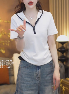 JIC胖正肩连帽短袖恤2款瘦肚衣大尺码MMt女205新夏季显遮半开 领